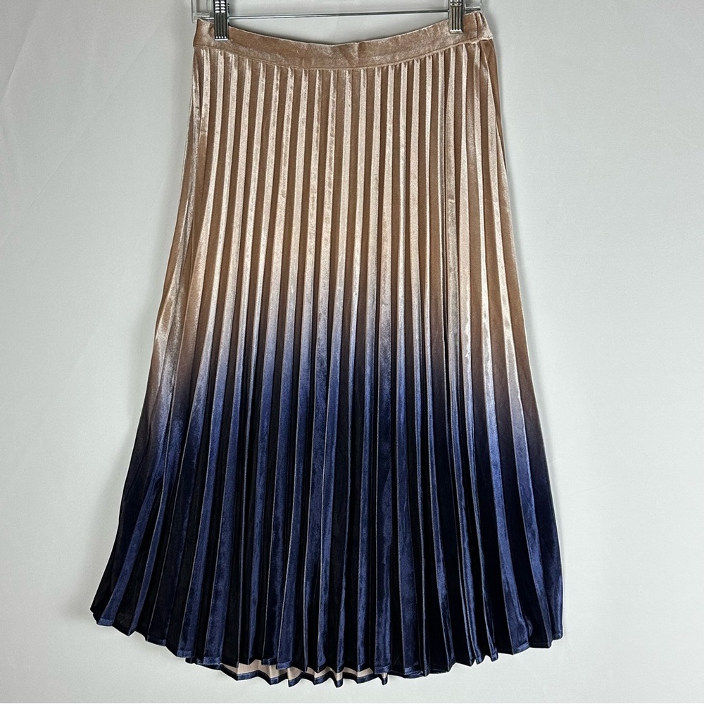 UMGEE NWT champagne & navy ombré pleated midi skirt - size  small